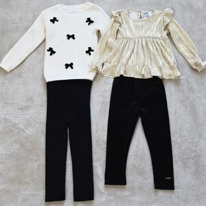 Primark Cream Knit Sweater And DKNY Metallic Set For Baby/Toddler Girls